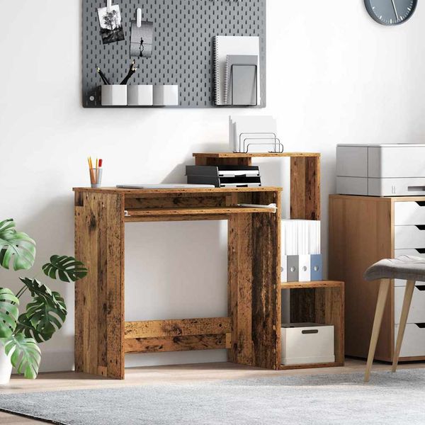 vidaXL Stôl s poličkou Staré drevo 106 x 41 x 88.5 cm Kompozitné drevo