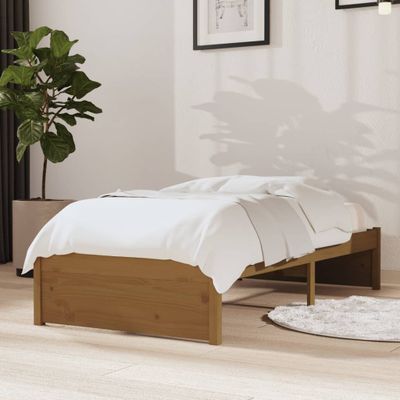 vidaXL Posteľný rám medový drevený masív 75x190cm malé jednolôžko