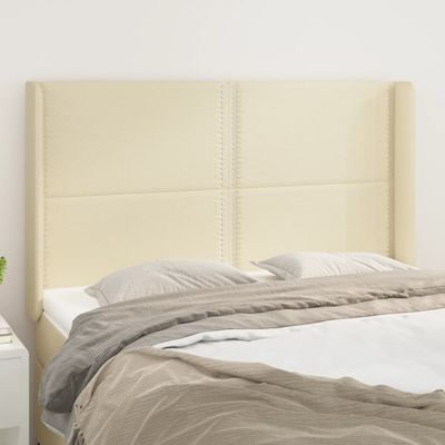 vidaXL Čelo postele so záhybmi krémový 147x16x118/128 cm umelá koža