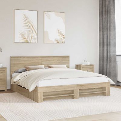 vidaXL Rám postele Sonoma dub 200 x 200 cm Kompozitné drevo