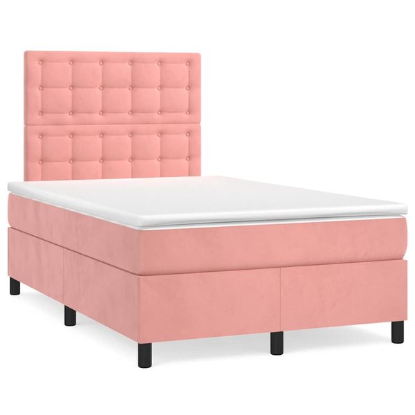 vidaXL Boxspring posteľ s matracom, ružová 120x190 cm, zamat