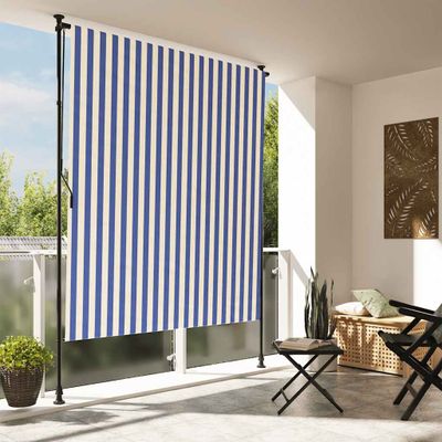 vidaXL Vonkajšia roleta modro-biela 200x270 cm látka a oceľ