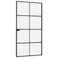 vidaXL Vnútorné dvere čierne 102x201,5 cm tvrdené sklo a hliník úzke