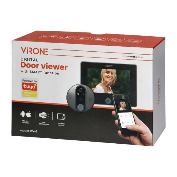 Videozvonček ORNO VIRONE DV-3, Tuya Smart, LCD 4,3" Videozvonek ORNO VIRONE DV-3, Tuya Smart, LCD 4,3"
