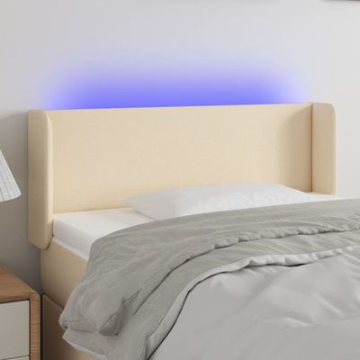 vidaXL Čelo postele s LED krémové 103x16x78/88 cm látka