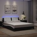 vidaXL Rám postele s LED bez matraca Zadar čierno-biely 160x200 cm