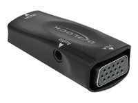 Video adaptér - HDMI so zdierkami (female) na HD-15 (VGA), mini-phone stereo 3.5 mm so zdierkami (female) - čierna