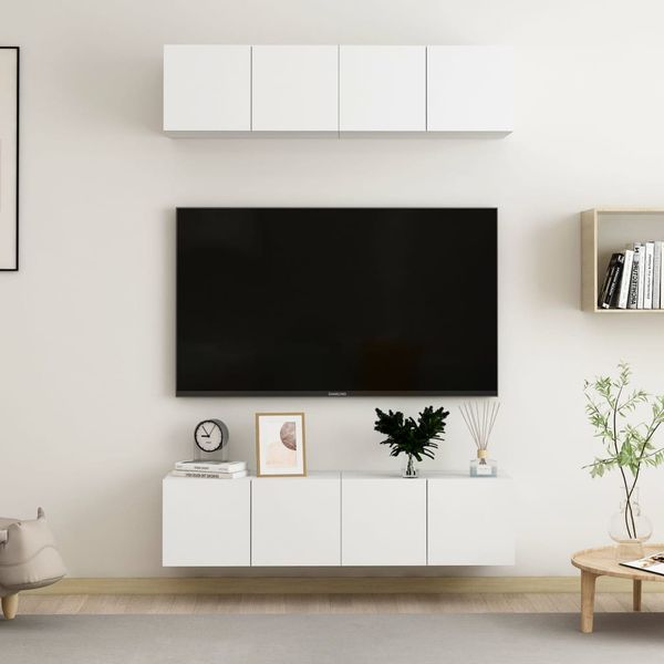 vidaXL TV skrinky 4 ks, biele 60x30x30 cm, kompozitné drevo