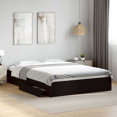 vidaXL Posteľný rám so zásuvkami čierny 150x200 cm kompozitné drevo