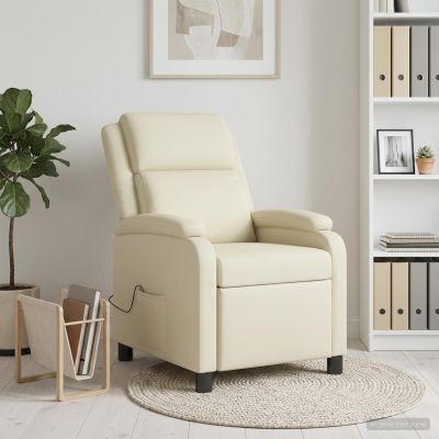 vidaXL Masážne relaxačné kreslo Krémová Umelá koža