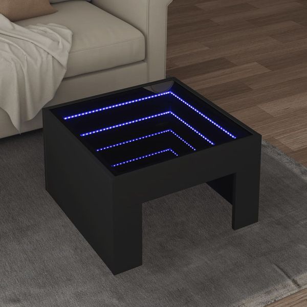 vidaXL Konferenčný stolík s nekonečnými LED čierny 50x50x30 cm