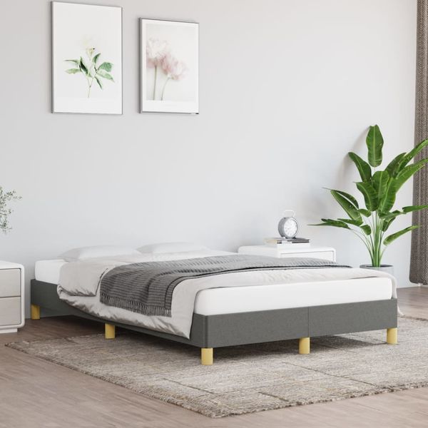 vidaXL Posteľ bez matraca tmavosivá 120x200 cm látka