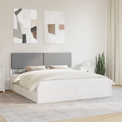 vidaXL Rám postele s čalúneným čelom Svetlosivá 200 x 200 cm
