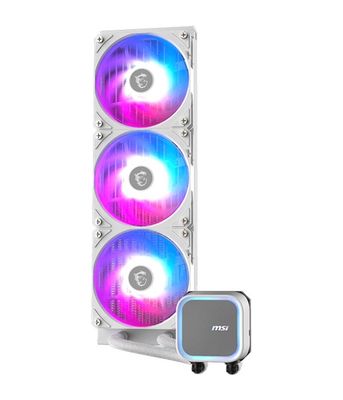 MSI vodný chladič CPU MAG CORELIQUID A13 360 WHITE/ 3x 120mm ARGB fan / biely Vodný chladič, pre CPU, pre Intel i AMD, 3× 120mm ARGB ventilátor, socket 1700, 1851, AM5, AM4, biely