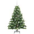 vidaXL Umelý vianočný stromček s 150 LED-i Zelená 150 cm PE a PVC