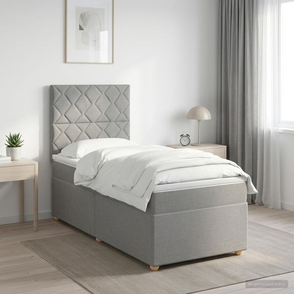 vidaXL Posteľ boxspring s matracom Svetlosivá 100 x 200 cm Látka