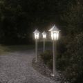 vidaXL Vonkajšie stojace lampy 3 ks strieborné 80cm nehrdzavejúca oceľ