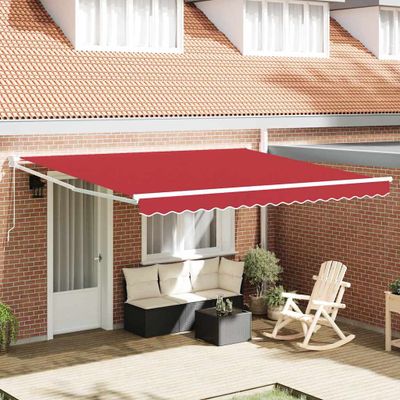 vidaXL Sklopná markíza Červená 400 × 300 cm 100% polyester a hliník