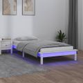 vidaXL Posteľný rám s LED biely 100x200 cm masívne drevo