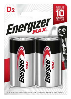 Energizer MAX veľký monočlánok D/E95 alkalické batérie 2ks E301533400