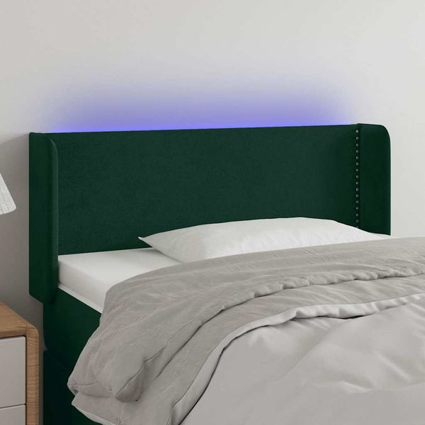 vidaXL Čelo postele s LED tmavozelené 83x16x78/88 cm zamat