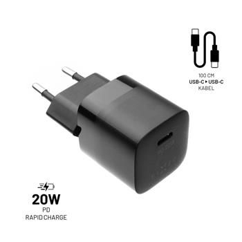 FIXED nabíjačka, USB-C, USB-C/USB-C kábel, 1m, 20W