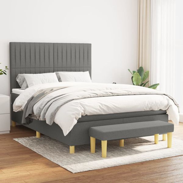 vidaXL Boxspring posteľ s matracom tmavosivá 140x200 cm látka