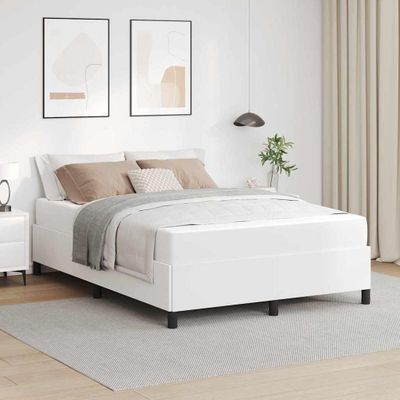vidaXL Rám postele s matracmi Biela 140 x 190 cm látka