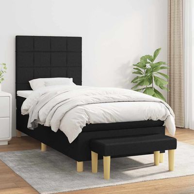 vidaXL Posteľný rám boxspring s matracom čierny 90x190 cm látka