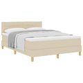 vidaXL Posteľ s pružinovým rámom s vankúšom Krémová 140 x 190 cm látka