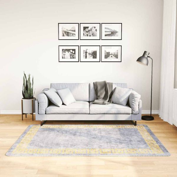 vidaXL Koberec umývateľný sivo-zlatý 120x170 cm protišmykový