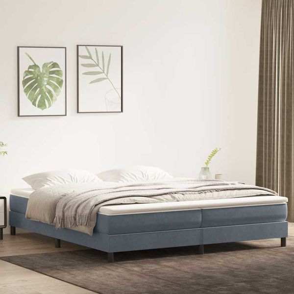 vidaXL Posteľný rám boxspring s matracom tmavosivý 180x210 cm zamat