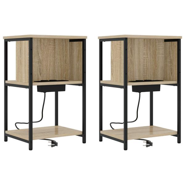 vidaXL Nočný stolík 2 pcs Sonoma dub 38 x 31 x 61 cm Kompozitné drevo