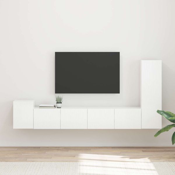 vidaXL Zostava TV skriniek 3 pcs Vysoký lesk bielej Kompozitné drevo