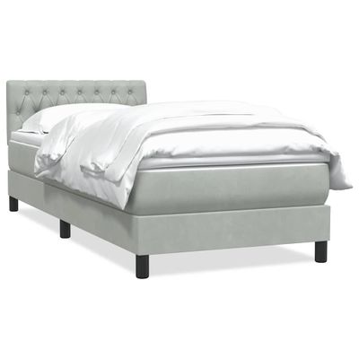 vidaXL Posteľný rám boxsping s matracom bledosivý 90x220 cm zamat