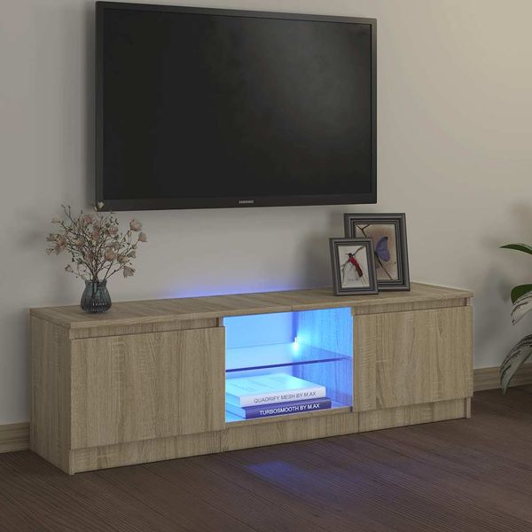 vidaXL TV skrinka s LED svetlami dub sonoma 120x30x36 cm