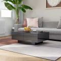 vidaXL Konferenčný stolík lesklý sivý 90x60x31 cm drevotrieska
