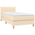 vidaXL Posteľný rám boxsping s matracom krémový 80x200 cm látka