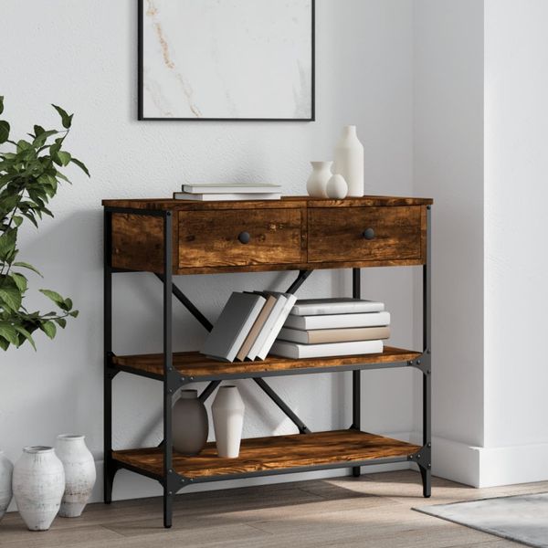 vidaXL Konzolový stolík dymový dub 75 x 34,5 x 75 cm kompozitné drevo