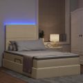 vidaXL LED úložná posteľ s matracom Krémová 120 x 190 cm Látka