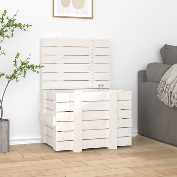 vidaXL Úložný box biely 58x40,5x42 cm masívna borovica