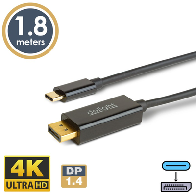 DELIGHT 20335B Kábel DisplayPort USB-C 1,8 m 4K
