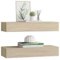 vidaXL Nástenné zásuvkové police 2 ks farba dubu 60x23,5x10 cm MDF
