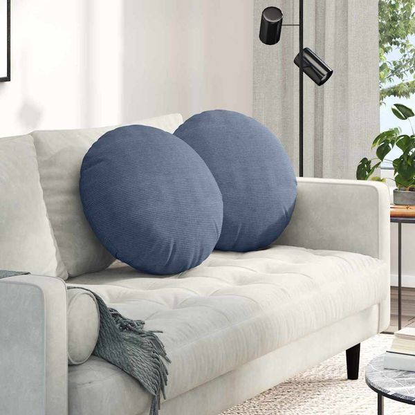 vidaXL Vankúše na sedenie 2 pcs Modrá Ø50 x 19 cm Kordúrová tkanina