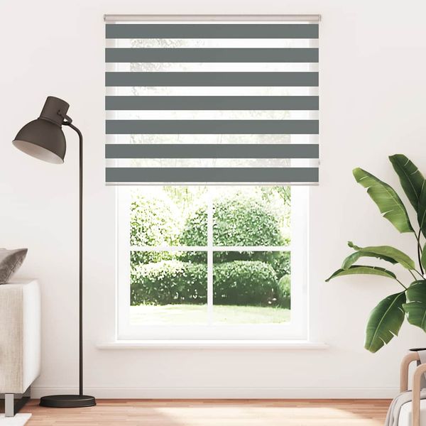 vidaXL Zebra roleta tmavošedá 150x200 cm šírka látky 145,9cm polyester