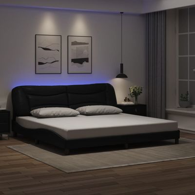 vidaXL Rám postele s LED bez matraca Hvar čierny 200x200 cm
