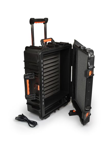 PORT CONNECT Rolling charging cabinet, nabíjací prepravný kufor na kolieskach pre 12 zariadení, čierny