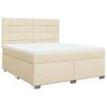 vidaXL Posteľný rám boxspring s matracom krémový 180x200 cm látka