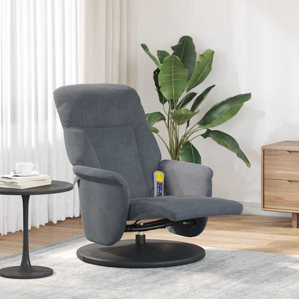 vidaXL Masážne relaxačné kreslo Tmavo šedá 91 x 71 x 105 cm Zamat