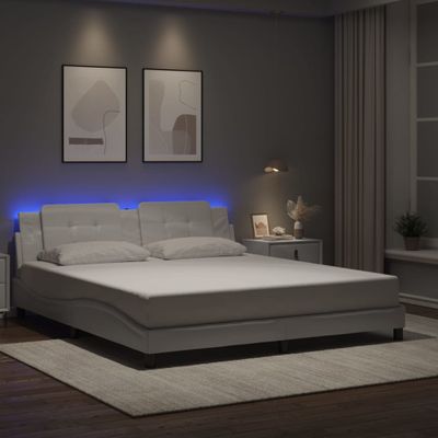 vidaXL Rám postele s LED bez matraca Zadar biely 180x200 cm